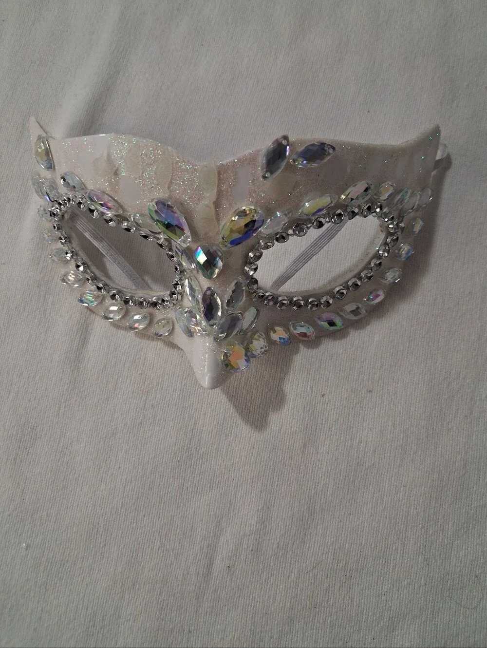 White Jeweled Venetian Eye Mask - Women Accessories Halloween